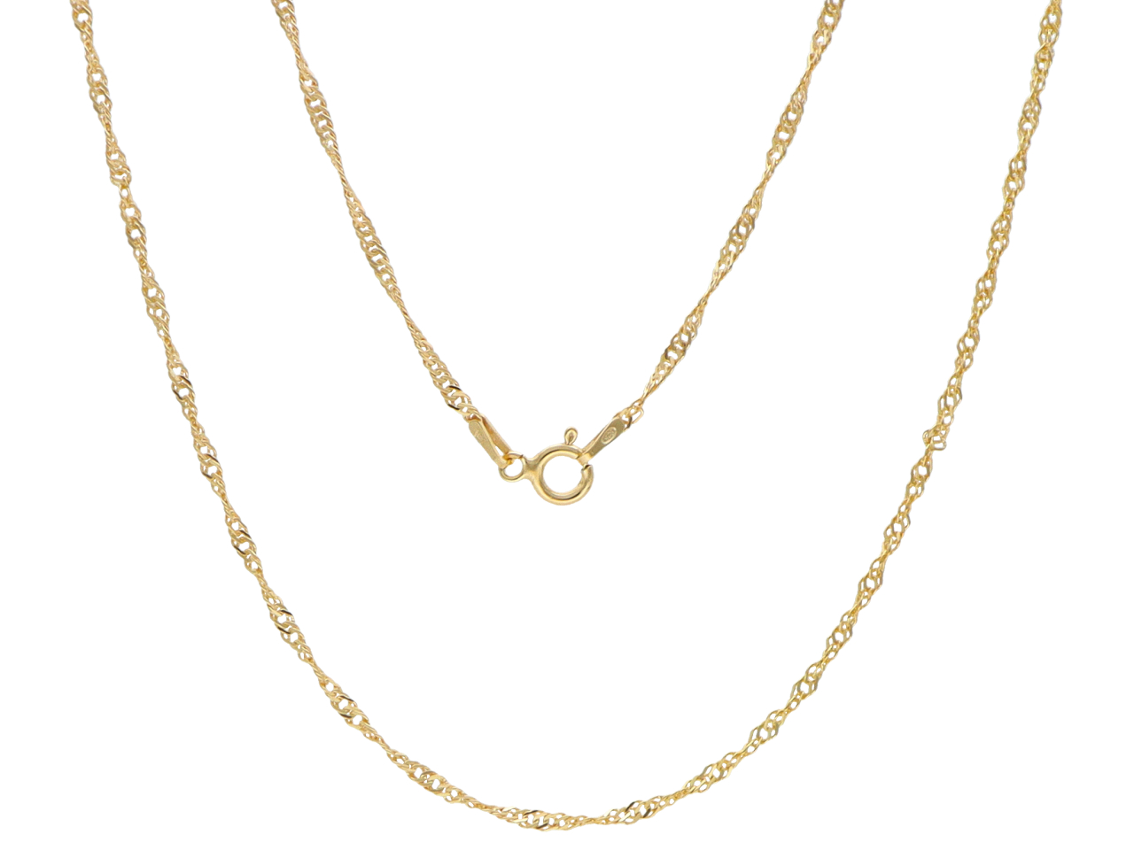 P3I68 ŁAŃCUSZEK SINGAPORE 45 cm SREBRO 925 POZŁACANE