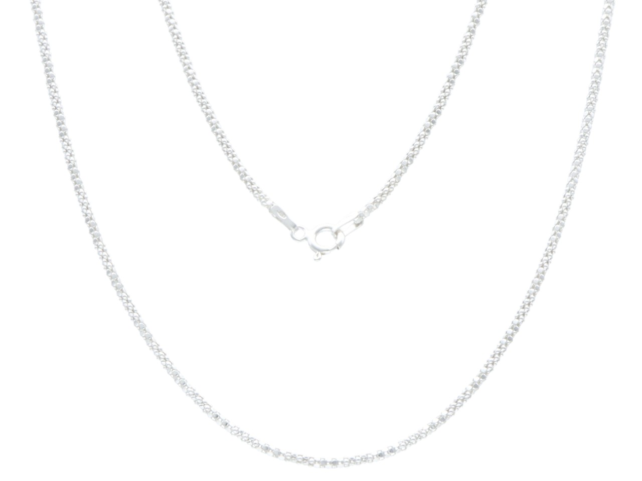 P3J34 ŁAŃCUSZEK KOREANA (POPCORN) 45 cm SREBRO 925