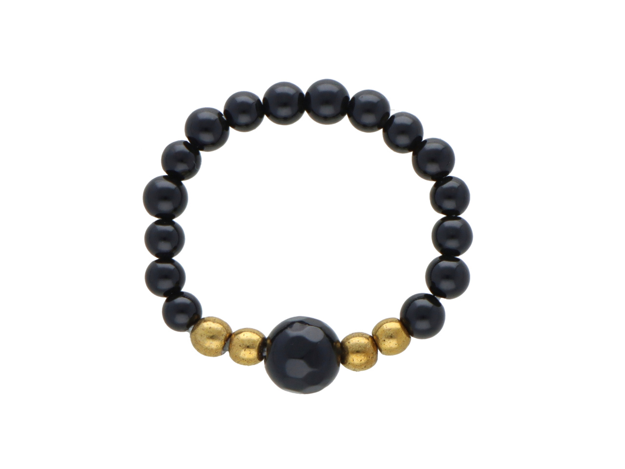 R5A82 PIERŚCIONEK ONYKS I STAL CHIRURGICZNA