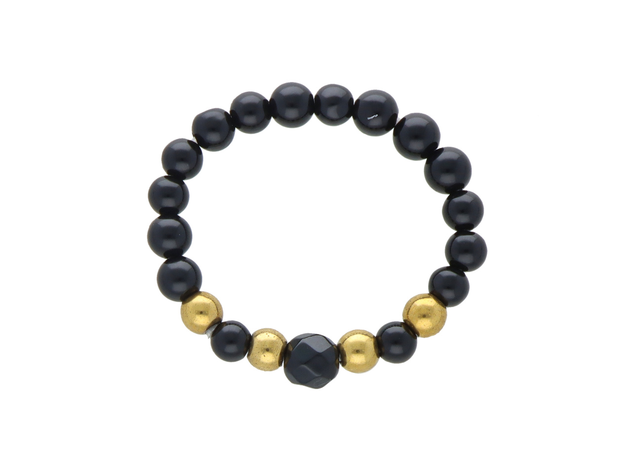 R5A81 PIERŚCIONEK ONYKS I STAL CHIRURGICZNA